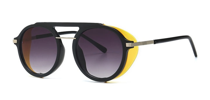 CCspace Unisex Full Rim Round Resin Steampunk Frame Sunglasses 46122 Sunglasses CCspace Sunglasses C5 yellow  