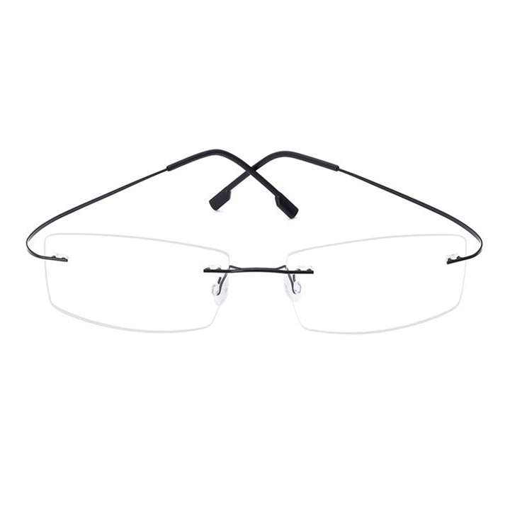 Handoer Unisex Rimless Customized Shaped Lenses Titanium Eyeglasses J0860 Rimless Handoer Black