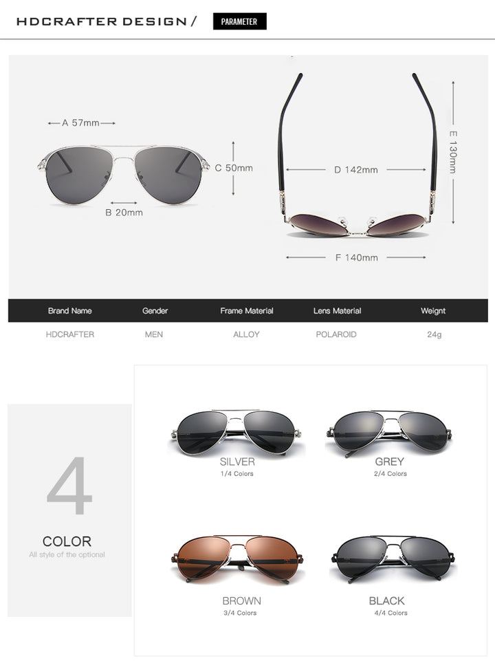 Hdcrafter Unisex Full Rim Double Bridge Oval Alloy Frame Polarized Sunglasses Le001 Sunglasses HdCrafter Sunglasses