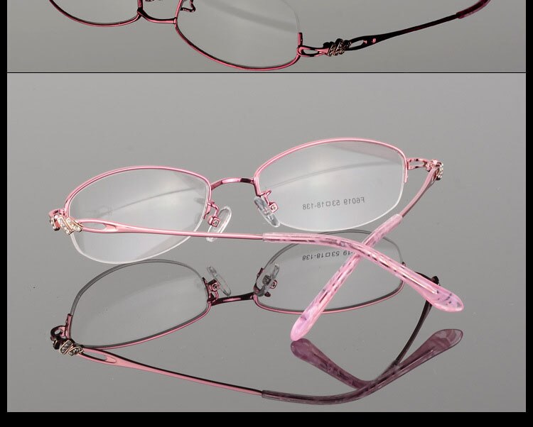 Women's Semi Rim Alloy Frame Eyeglasses F6019 Semi Rim Bclear