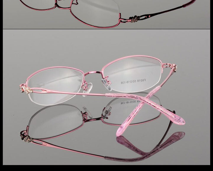 Women's Semi Rim Alloy Frame Eyeglasses F6019 Semi Rim Bclear