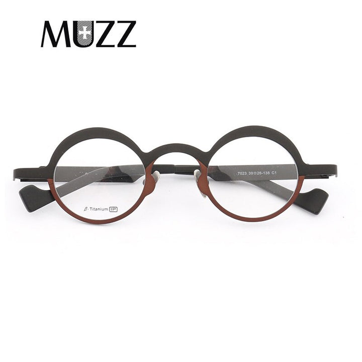 Muzz Unisex Full Rim Round Titanium Frame Eyeglasses T7023 Full Rim Muzz C1
