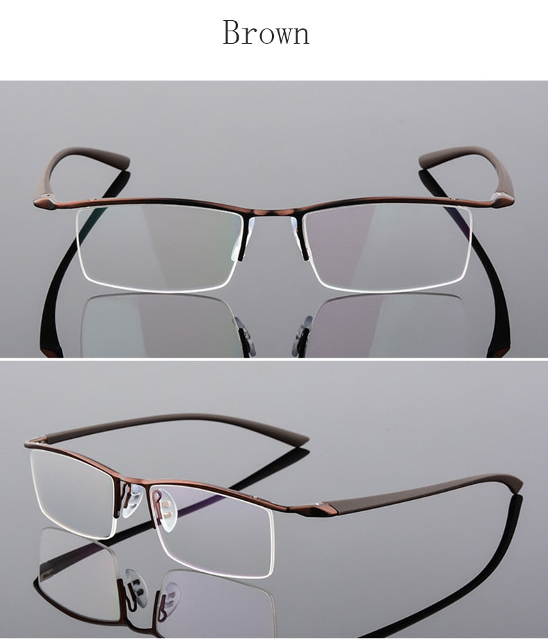 Reven Jate Men's Semi Rim Browline Alloy Eyeglasses P8190 Semi Rim Reven Jate