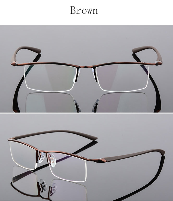 Reven Jate Men's Semi Rim Browline Alloy Eyeglasses P8190 Semi Rim Reven Jate