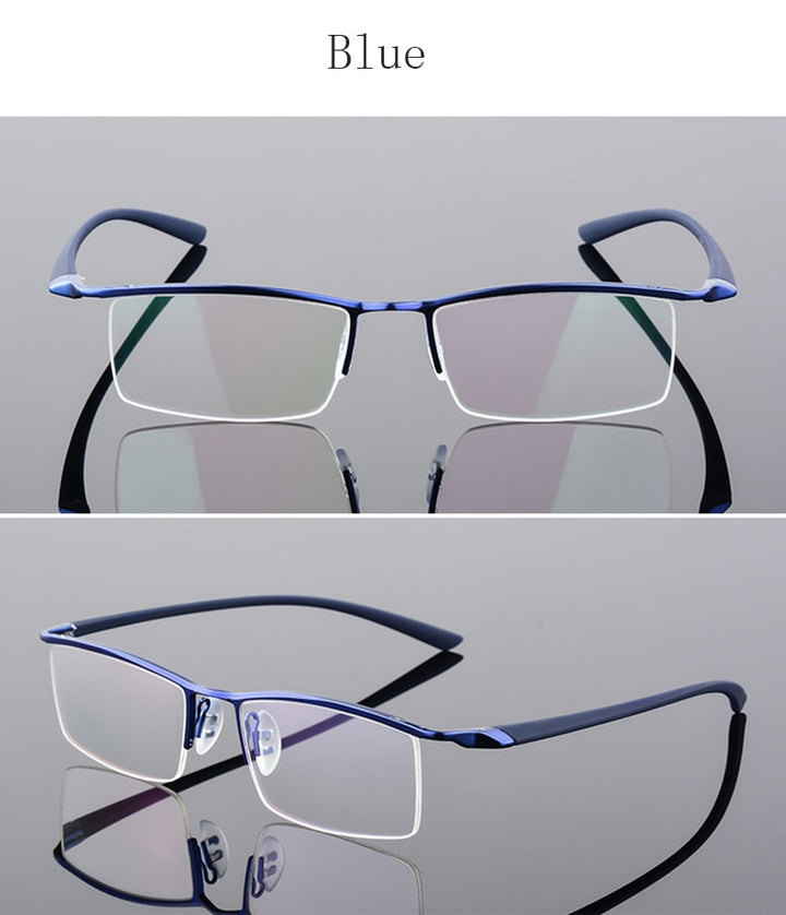 Reven Jate Men's Semi Rim Browline Alloy Eyeglasses P8190 Semi Rim Reven Jate