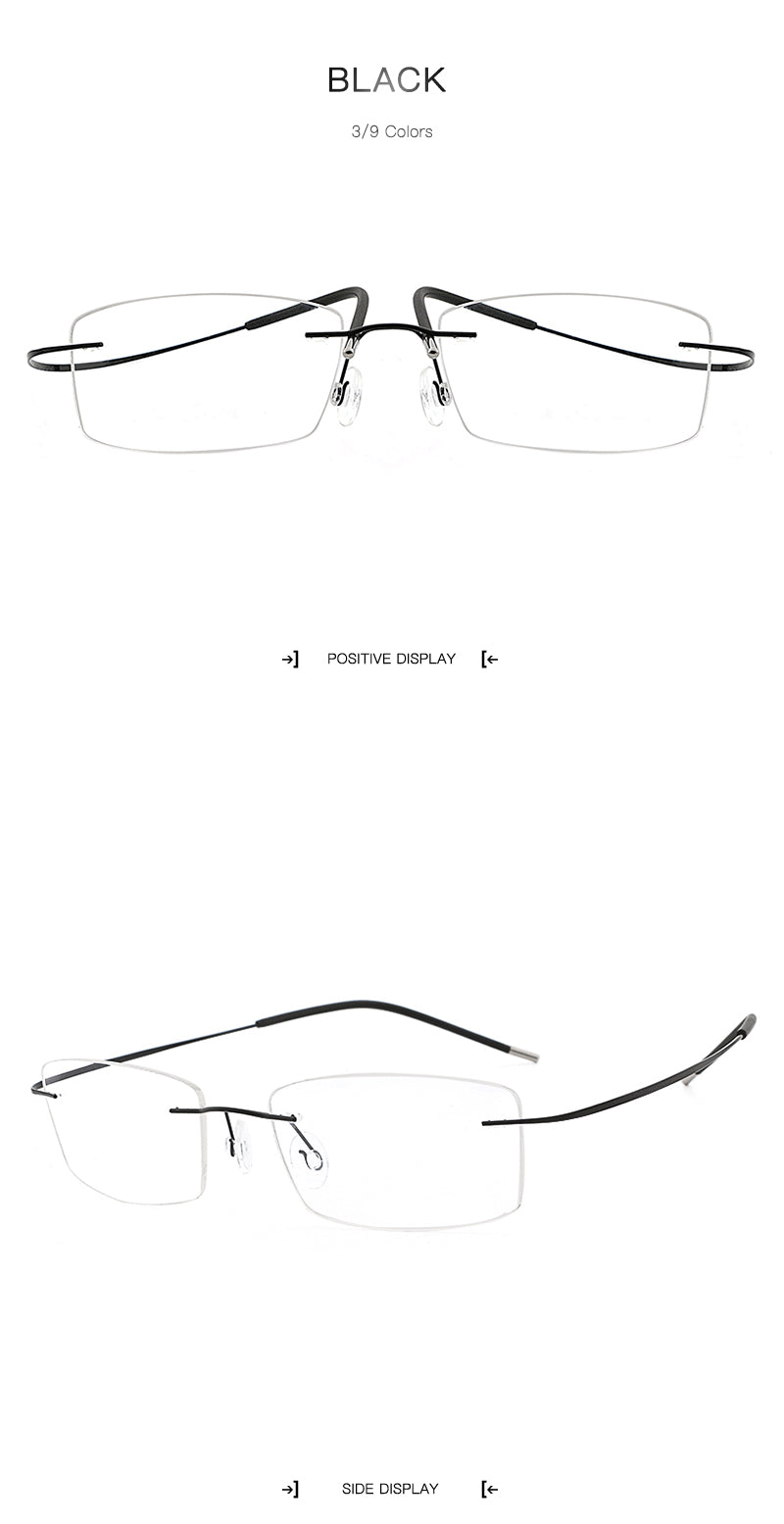 Hdcrafter Rimless Rectangle Titanium Frame Eyeglasses Unisex Rimless Hdcrafter Eyeglasses
