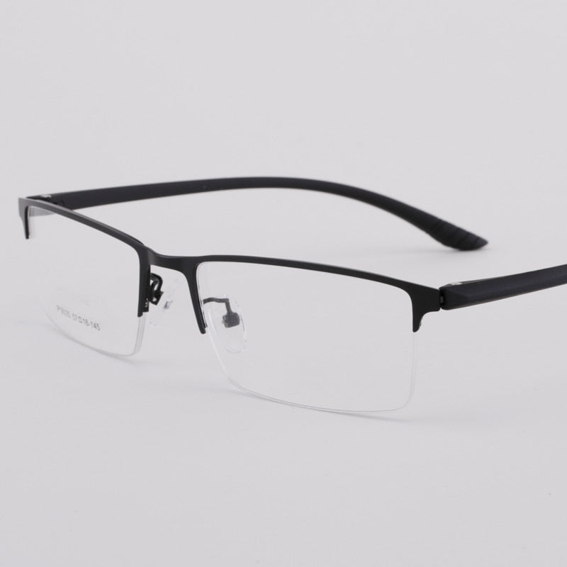 Men's Half Rim Titanium Frame Eyeglasses 9035 Semi Rim Bclear black