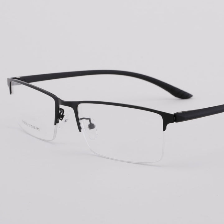 Men's Half Rim Titanium Frame Eyeglasses 9035 Semi Rim Bclear black