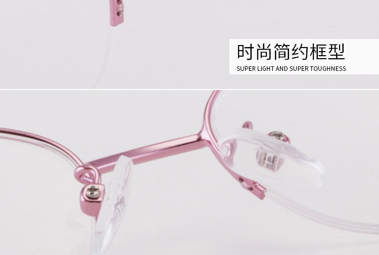 Women's Half Rim Alloy Frame Eyeglasses 6074 Semi Rim Bclear