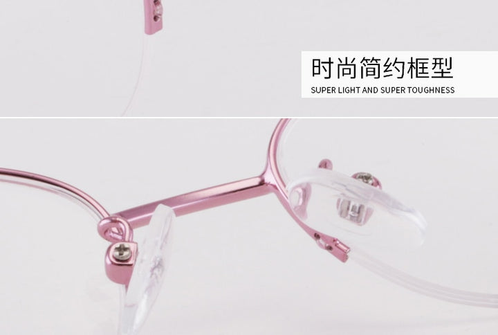 Women's Half Rim Alloy Frame Eyeglasses 6074 Semi Rim Bclear
