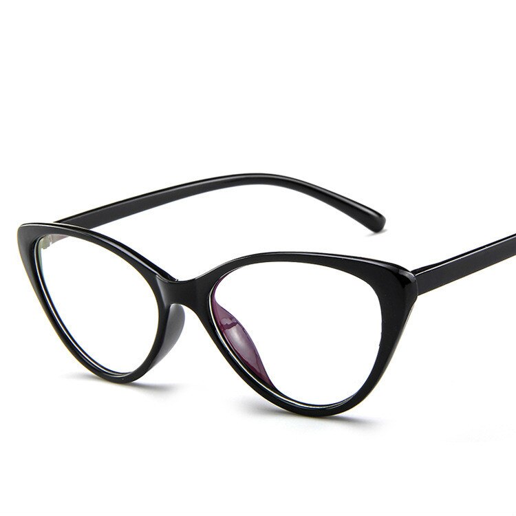 Women's Cat Eye Clear Acetate Frame Eyeglasses Frame Brightzone Bright black  