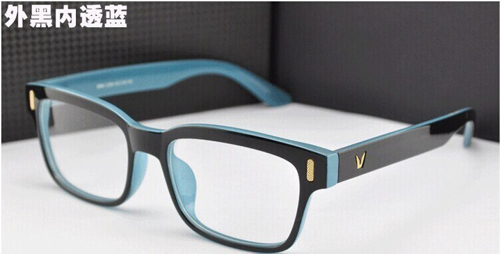 Unisex Eyeglasses V-Shaped Frame Plastic Acetate 8084 Frame Brightzone Black Blue  