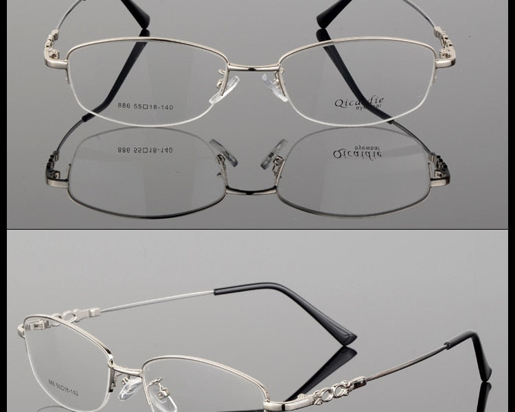 Women's Alloy Frame Half Rim Eyeglasses 886 Semi Rim Bclear