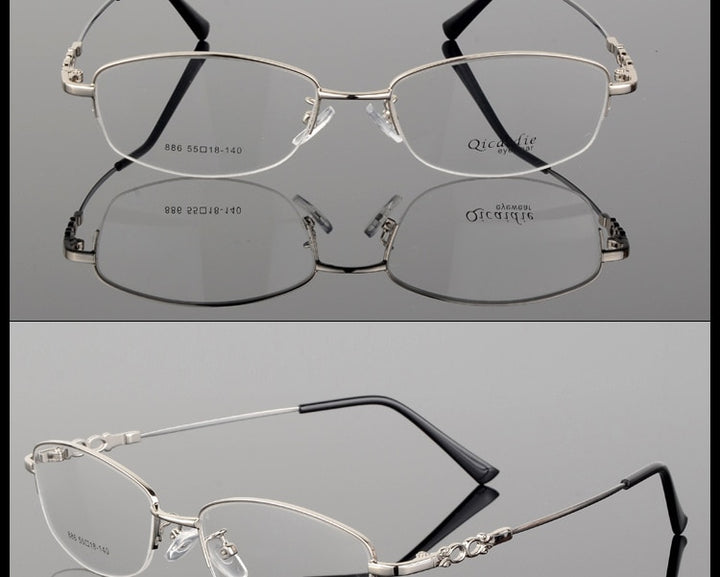 Women's Alloy Frame Half Rim Eyeglasses 886 Semi Rim Bclear