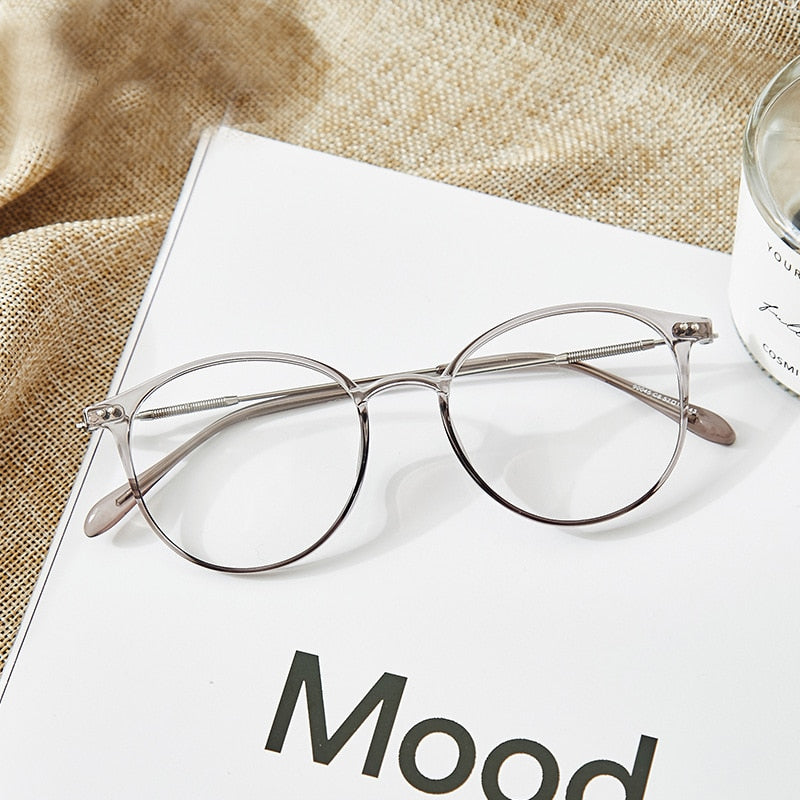 Hotony Unisex Full Rim Round Acetate Alloy Frame Eyeglasses Full Rim Hotony