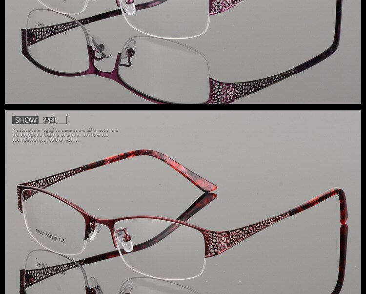 Women's Semi Rim Alloy Frame Eyeglasses 99001 Semi Rim Bclear