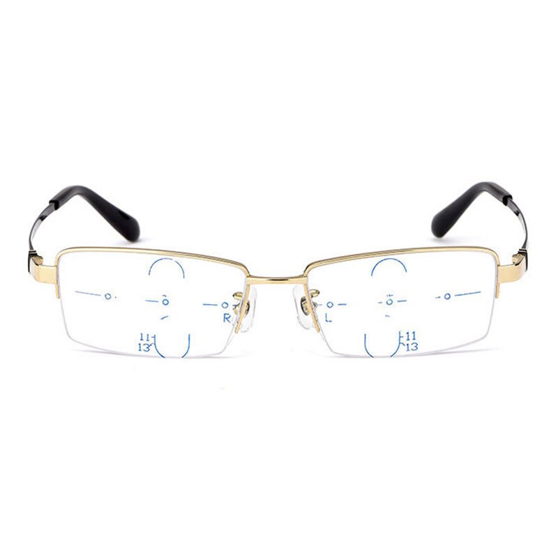 Hotochki Men's Semi Rim Titanium Frame Progressive Lens Reading Glasses Anti Blue Light 1688 Reading Glasses Hotochki