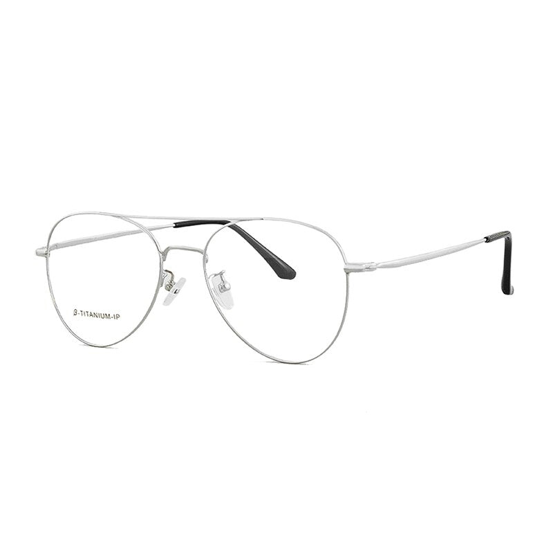 Unisex Titanium Eyeglasses Round Frame Bo207052 Frame Bolluzzy Silver  