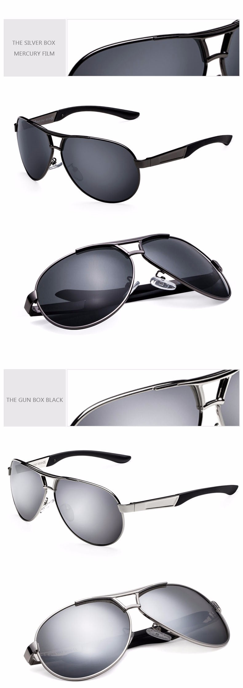 Reven Jate Men's Full Rim Oval Alloy Polarized Sunglasses 0718 Sunglasses Reven Jate