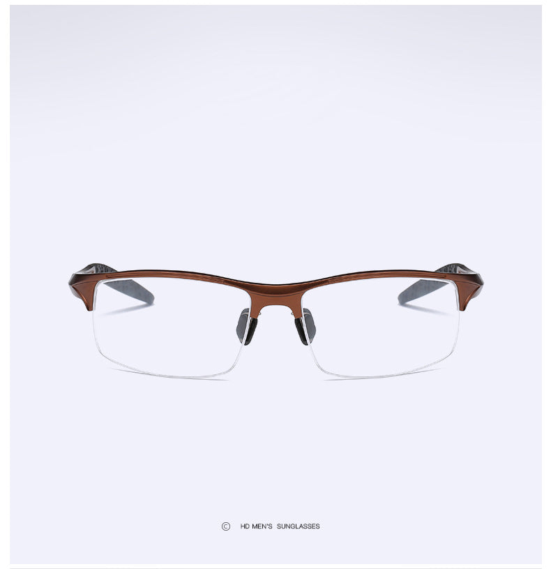 Hdcrafter Men's Semi Rim Square Rectangle Aluminun Alloy Frame Eyeglasses L8177 Semi Rim Hdcrafter Eyeglasses