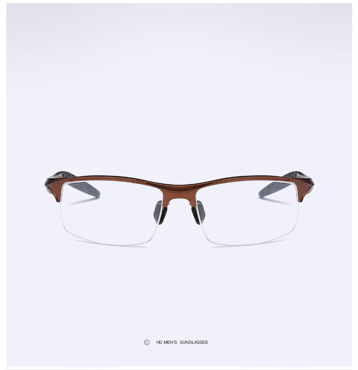 Hdcrafter Men's Semi Rim Square Rectangle Aluminun Alloy Frame Eyeglasses L8177 Semi Rim Hdcrafter Eyeglasses