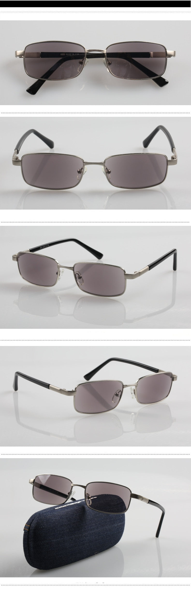 Cubojue Unisex Full Rim Rectangle Alloy Reading Glasses Photochromic 869 Reading Glasses Cubojue
