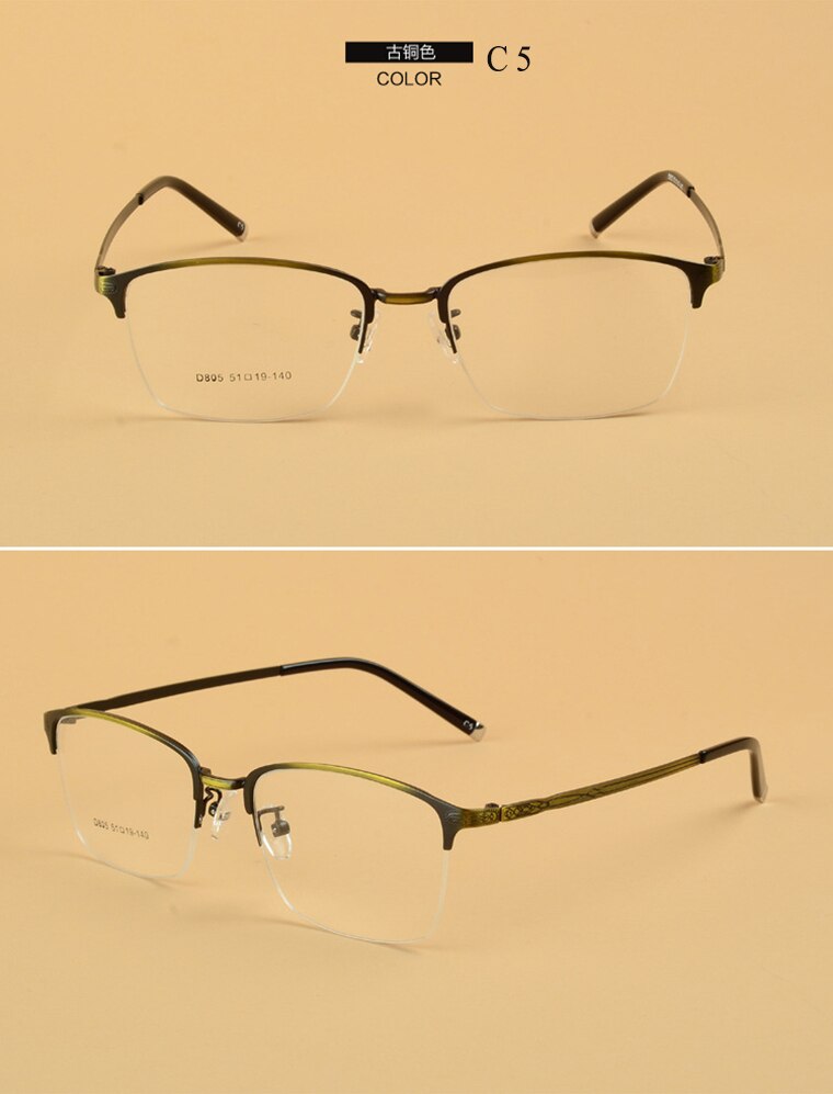 Unisex Semi Rim Alloy Frame Eyeglasses D805 Semi Rim Bclear