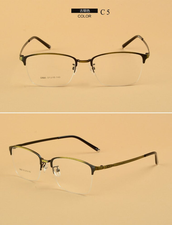Unisex Semi Rim Alloy Frame Eyeglasses D805 Semi Rim Bclear