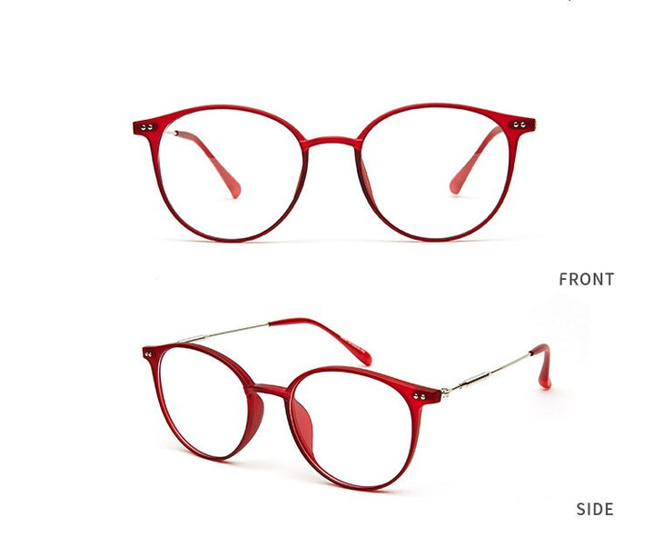 Hotony Unisex Full Rim Round Acetate Alloy Frame Eyeglasses Full Rim Hotony