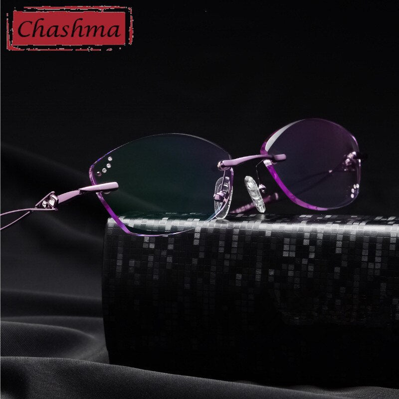 Chashma Women's Rimless Oval Titanium Eyeglasses 2314 Rimless Chashma