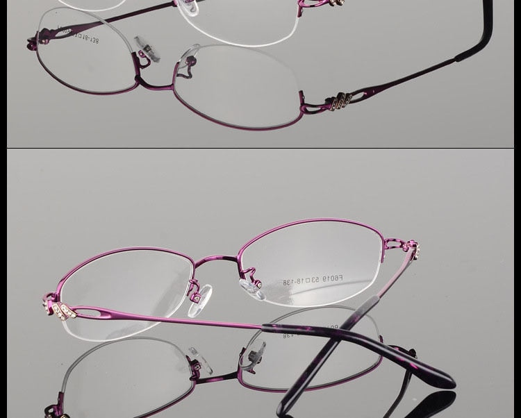 Women's Semi Rim Alloy Frame Eyeglasses F6019 Semi Rim Bclear