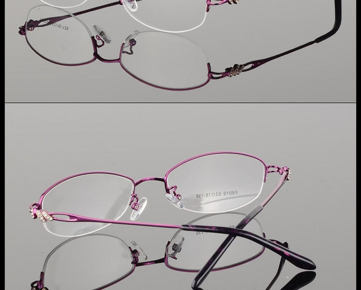 Women's Semi Rim Alloy Frame Eyeglasses F6019 Semi Rim Bclear