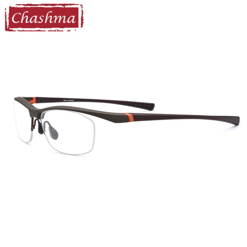 Chashma Men's Semi Rim Square Tr 90 Titanium Sport Eyeglasses 7027 Semi Rim Chashma