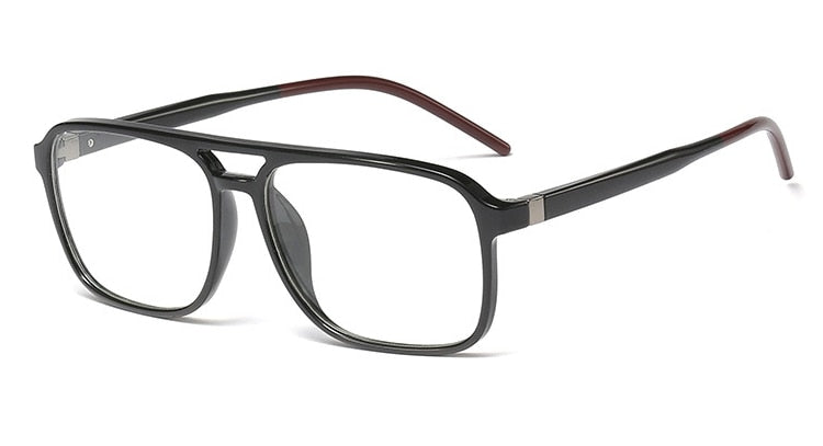 CCspace Unisex Full Rim Square Double Bridge Tr 90 Titanium Frame Eyeglasses 45844 Full Rim CCspace C1 bright black