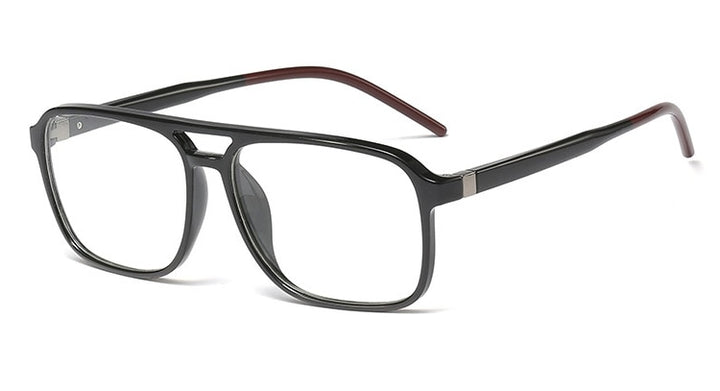 CCspace Unisex Full Rim Square Double Bridge Tr 90 Titanium Frame Eyeglasses 45844 Full Rim CCspace C1 bright black