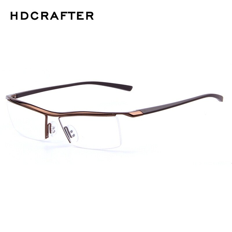 Hdcrafter Men's Eyeglasses Alloy Steel Acetate Semi Rim Square E004 Semi Rim Hdcrafter Eyeglasses