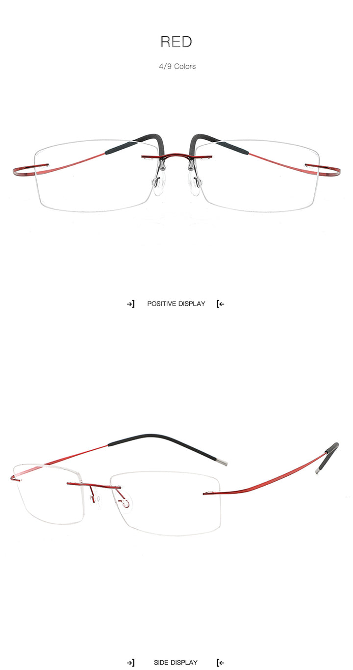 Hdcrafter Rimless Rectangle Titanium Frame Eyeglasses Unisex Rimless Hdcrafter Eyeglasses