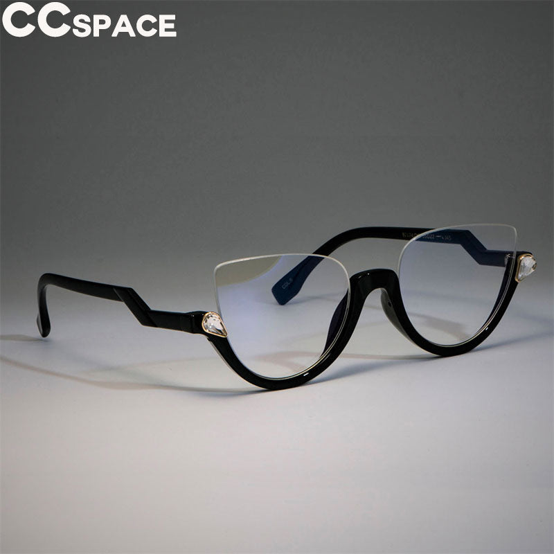 CCspace Women's Semi Rim Cat Eye Resin Frame Eyeglasses 45159 Semi Rim CCspace