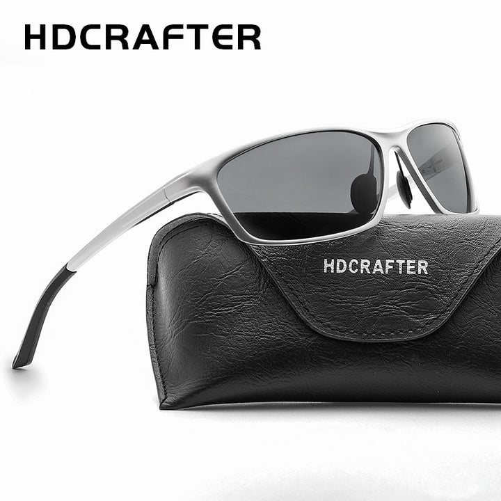 Hdcrafter Men's Full Rim Aluminum Magnesium Rectangle Frame Polarized Sunglasses L2179 Sunglasses HdCrafter Sunglasses