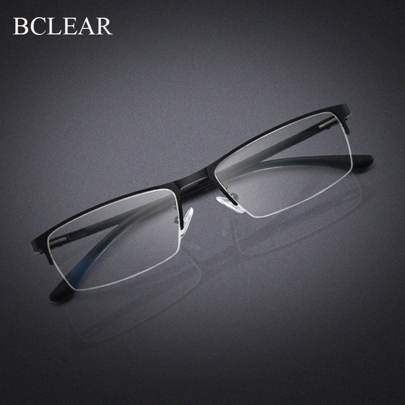 Bclear Men's Semi Rim Square Alloy Eyeglasses A1508 Semi Rim Bclear black