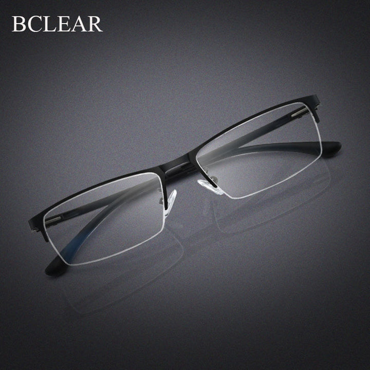 Bclear Men's Semi Rim Square Alloy Eyeglasses A1508 Semi Rim Bclear black