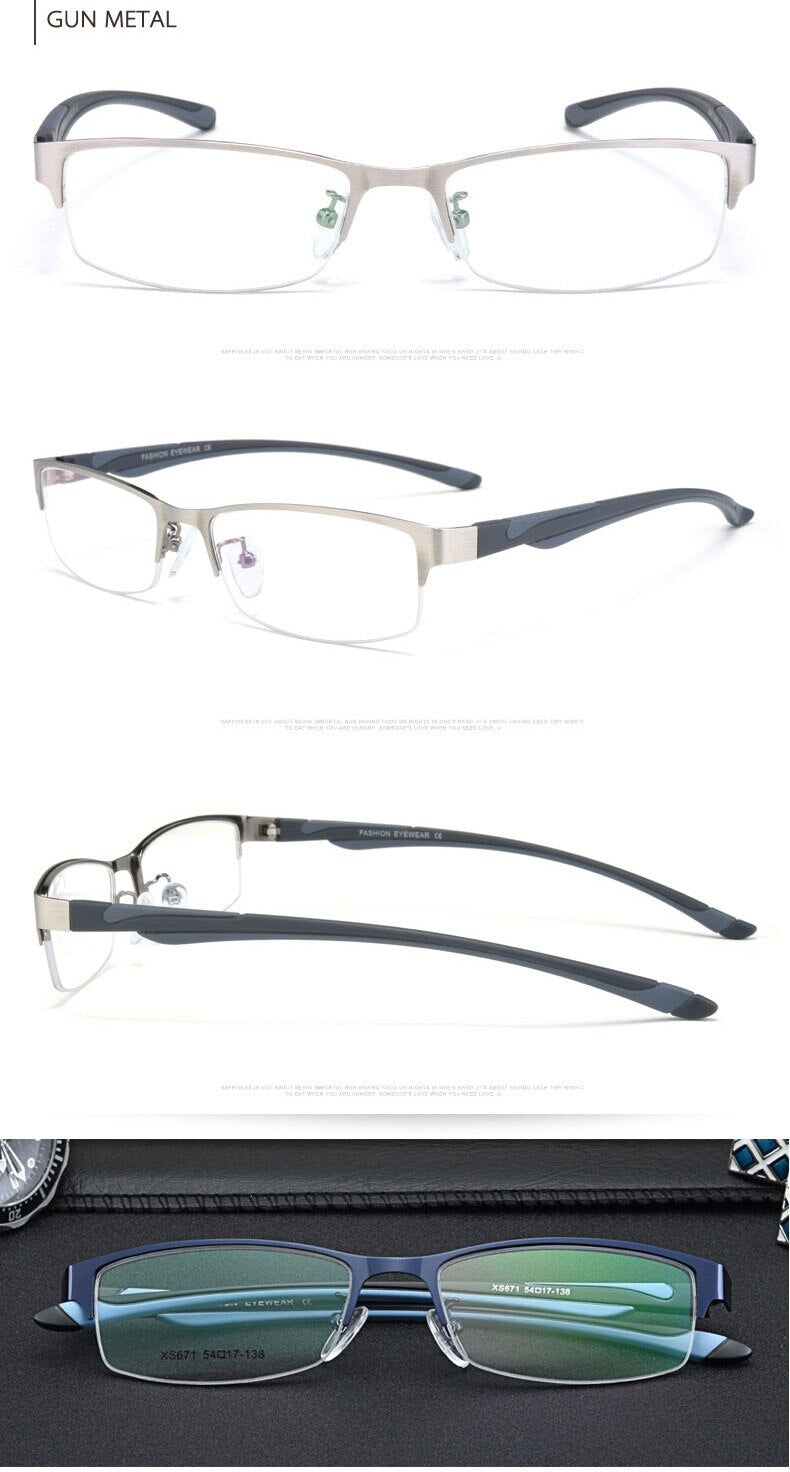 Hotochki Unisex Semi Rim Stainless Steel Alloy Frame Reading Glasses Xs671 Reading Glasses Hotochki