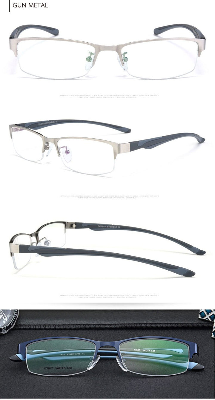 Hotochki Unisex Semi Rim Stainless Steel Alloy Frame Reading Glasses Xs671 Reading Glasses Hotochki