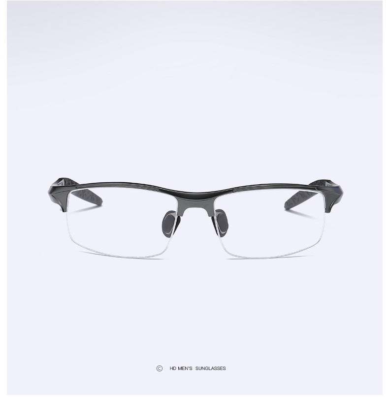 Hdcrafter Men's Semi Rim Square Rectangle Aluminun Alloy Frame Eyeglasses L8177 Semi Rim Hdcrafter Eyeglasses