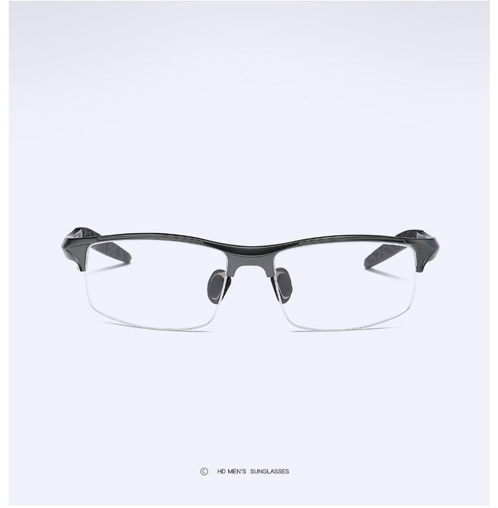 Hdcrafter Men's Semi Rim Square Rectangle Aluminun Alloy Frame Eyeglasses L8177 Semi Rim Hdcrafter Eyeglasses