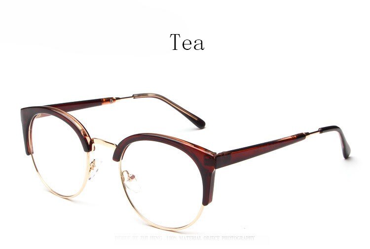 Hotochki Women's Semi Rim Cat Eye Plastic Metal Frame Eyeglasses 322 Semi Rim Hotochki