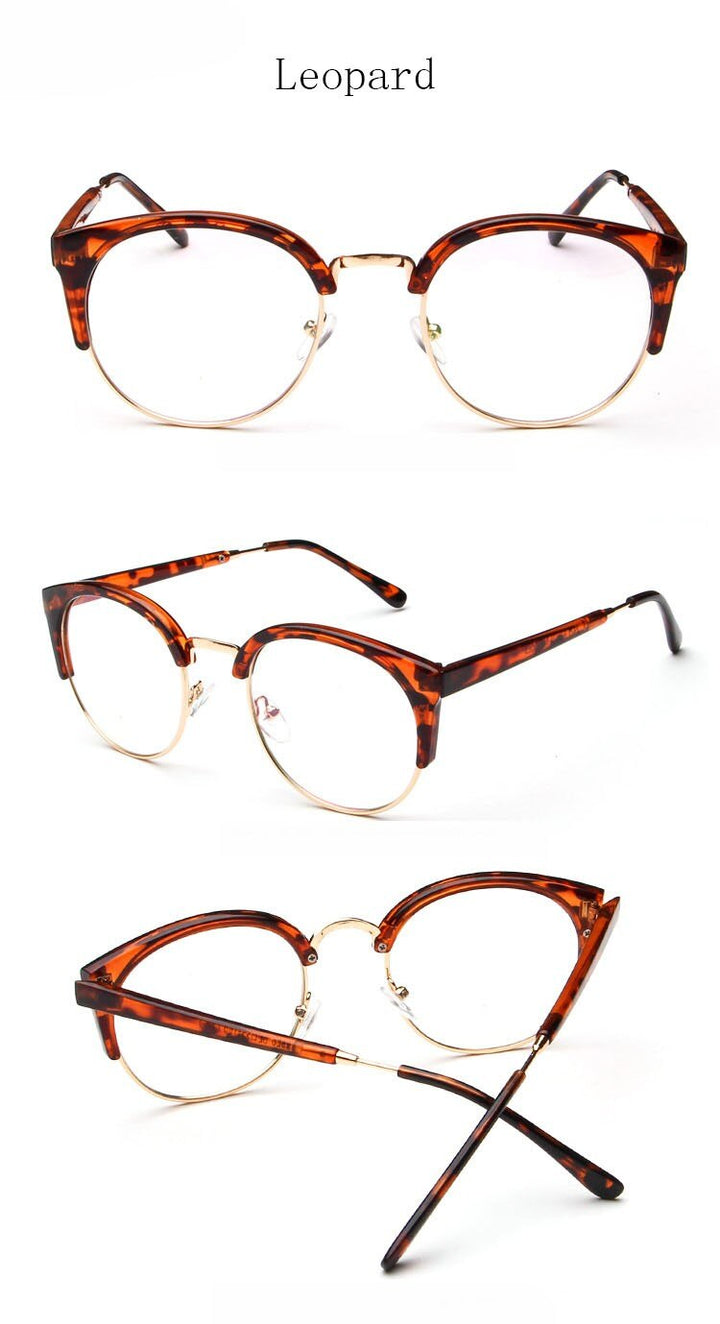 Hotochki Women's Semi Rim Cat Eye Plastic Metal Frame Eyeglasses 322 Semi Rim Hotochki