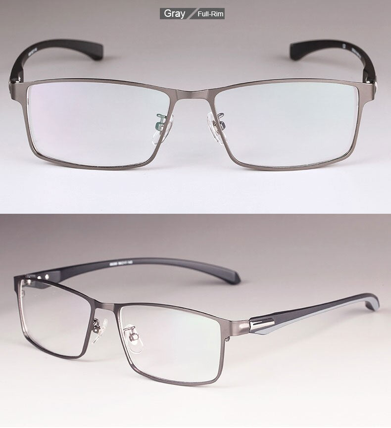 Hotochki Men's Full/Semi Rim Rectangular IP Electroplated Alloy Frame Eyeglasses Semi Rim Hotochki