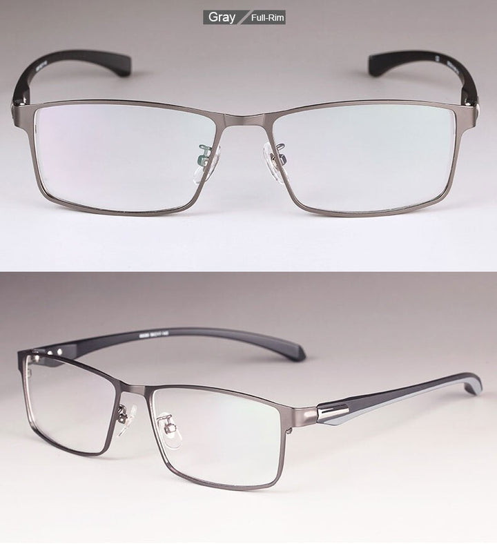 Hotochki Men's Full/Semi Rim Rectangular IP Electroplated Alloy Frame Eyeglasses Semi Rim Hotochki