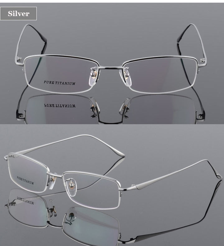 Hotochki Men's Semi Rim Titanium Frame Eyeglasses 8272 Semi Rim Hotochki